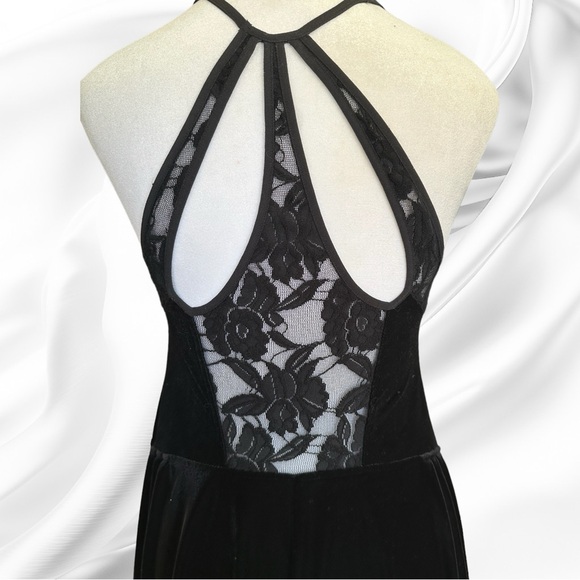 Free People Intimately Nightshade Black Velvet Lace High Low Mini Dress Size SP - Picture 10 of 11
